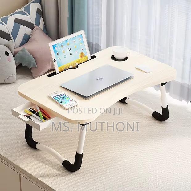 Foldable Breakfast/Study Foldable Laptop Table With a Storage Drawer. - thumbnail 2