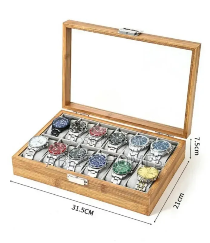 12 Slots Wooden Watch Organizer