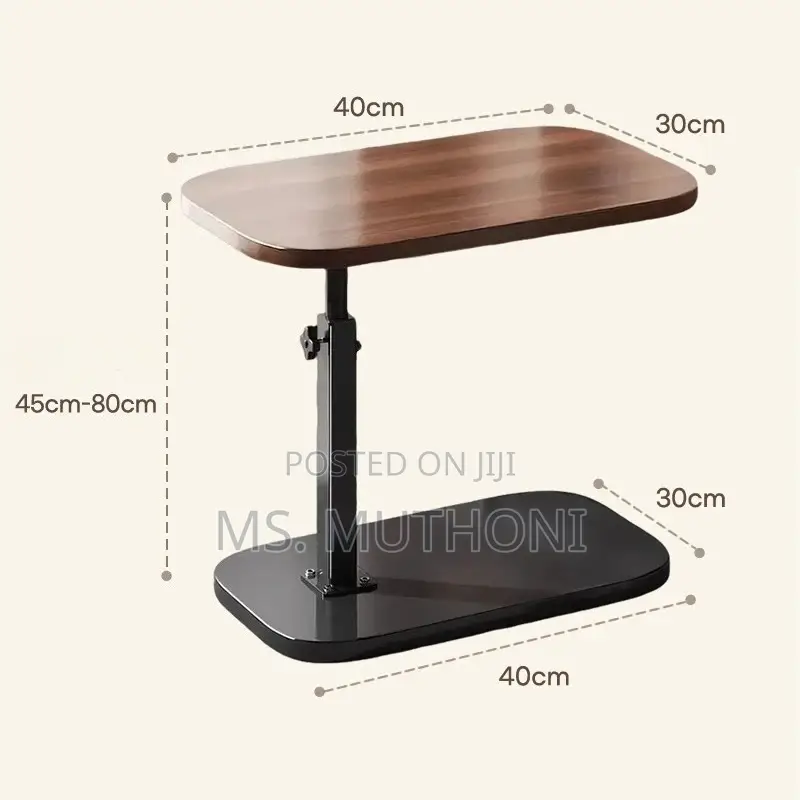 Adjustable Walnut-Finished Tabletop and a Black Metal Stand.