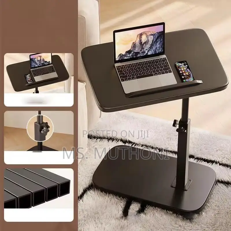 Adjustable Walnut-Finished Tabletop and a Black Metal Stand.