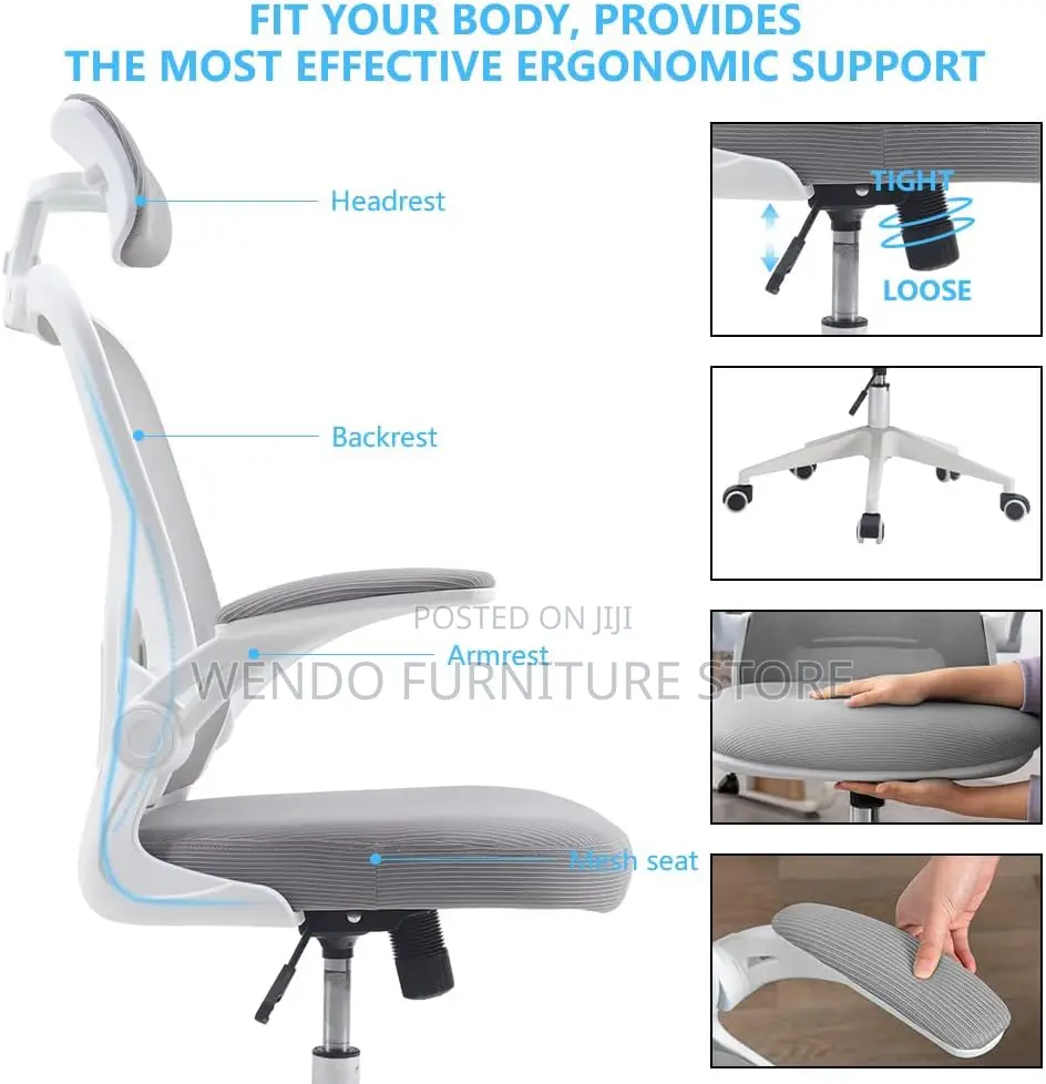 Office Chairs; White Orthopedic High Backrest Chairs