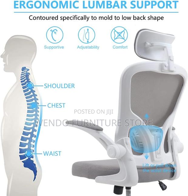 Office Chairs; White Orthopedic High Backrest Chairs - thumbnail 4