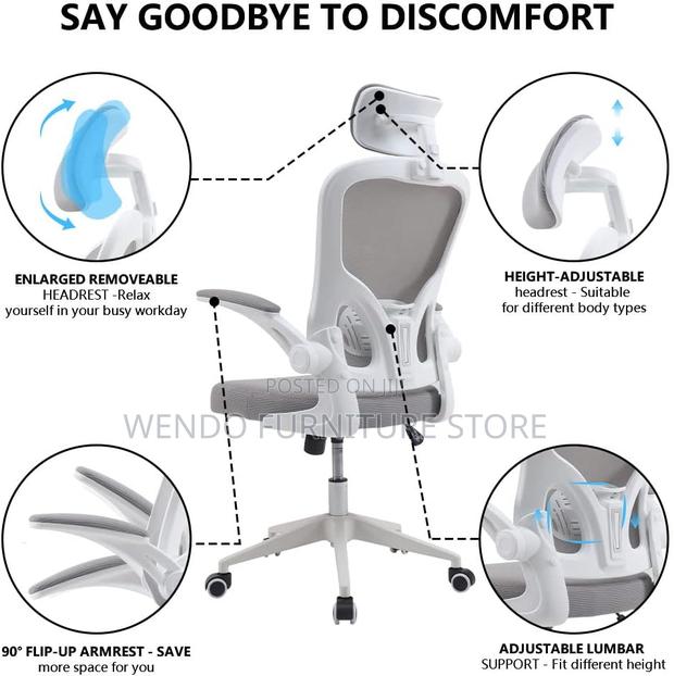 Office Chairs; White Orthopedic High Backrest Chairs - thumbnail 5