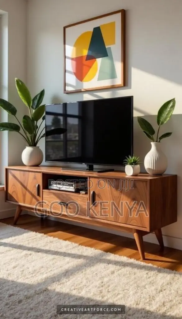 Tv Cabinet; Durable Mahogany Tv Cabinet With Ample Storage for Media