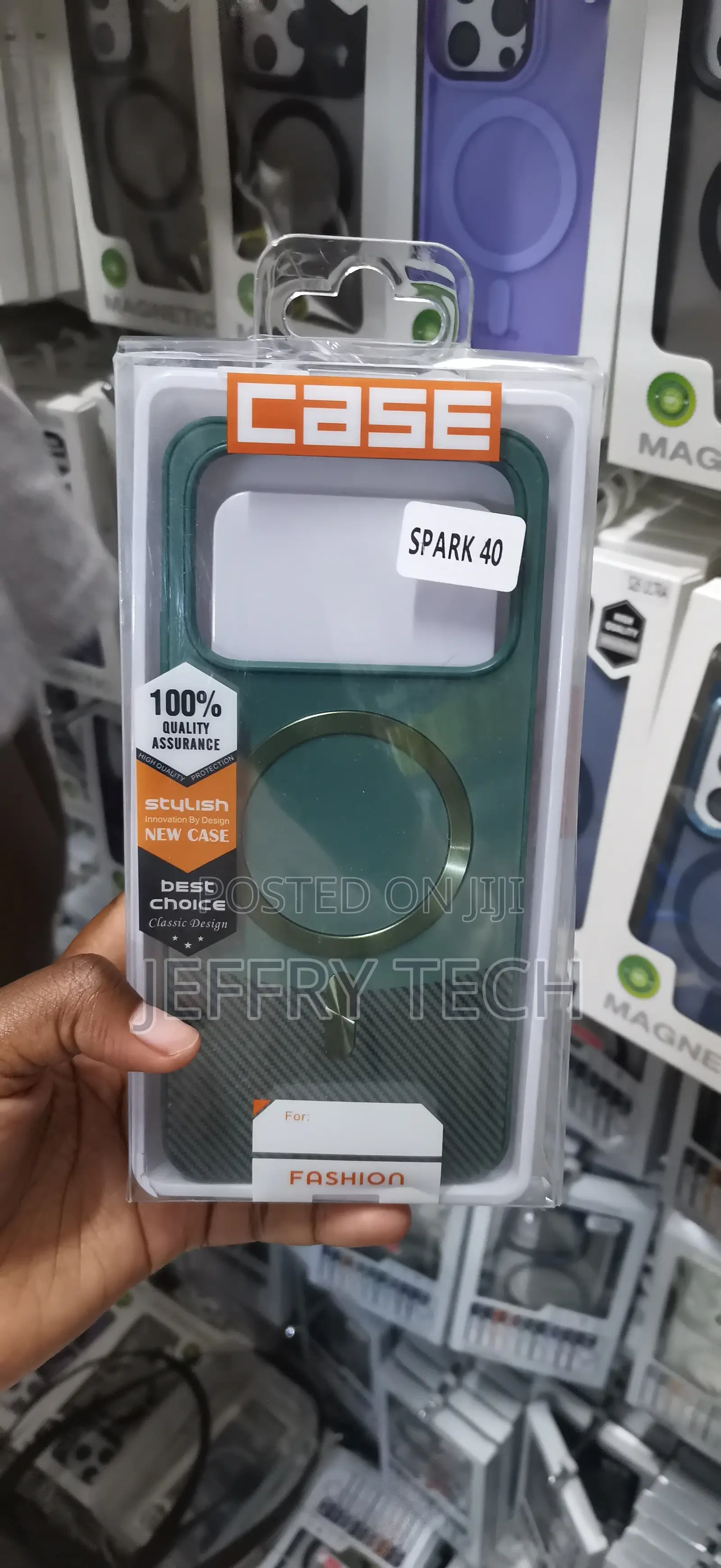 Tecno Spark 40 Deep Forest Green Color With a Lower Diagonal-Stripe