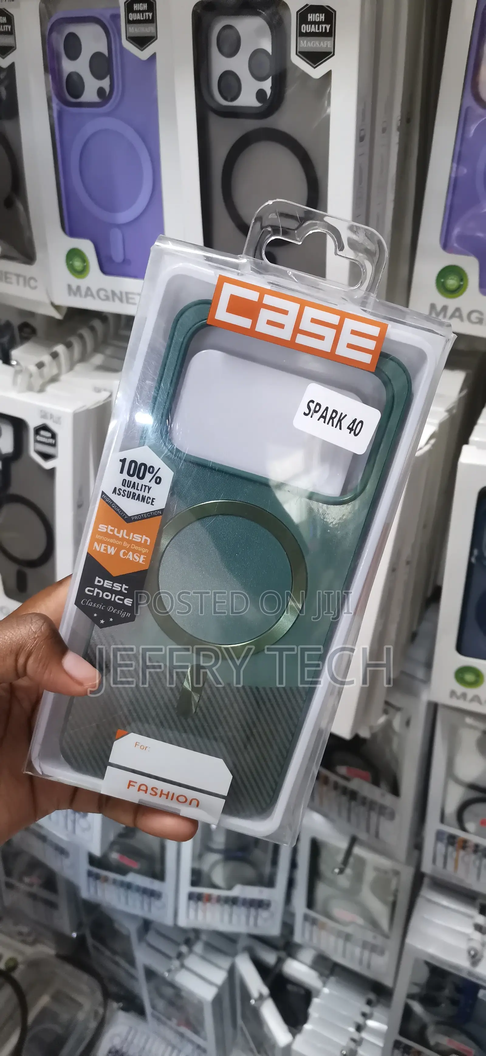 Tecno Spark 40 Deep Forest Green Color With a Lower Diagonal-Stripe