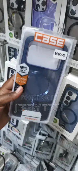 Spark 40 Premium Dark Blue and Carbon-Textured Phone Case