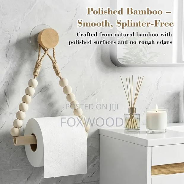 Hemp Rope Beaded Toilet Paper Holder - thumbnail 4