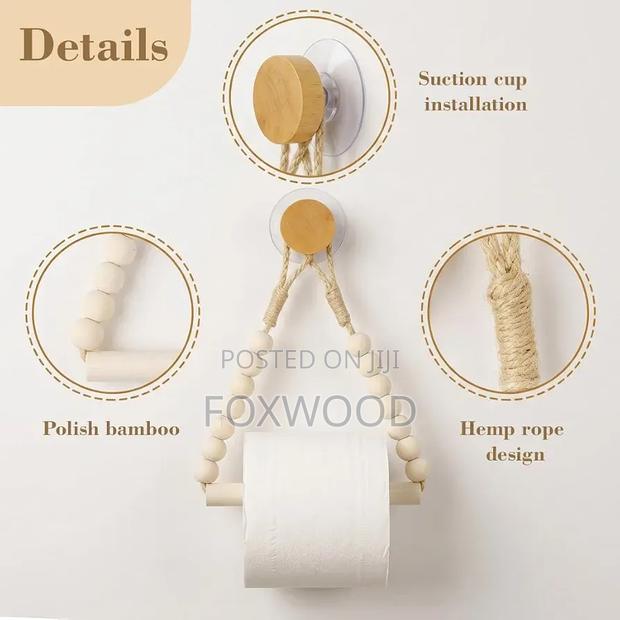 Hemp Rope Beaded Toilet Paper Holder - thumbnail 5