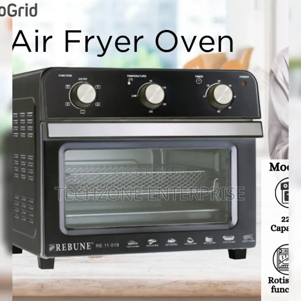 Rebune Re-11-019 Air Fryer Oven 22l - Black With 1500 Watts 