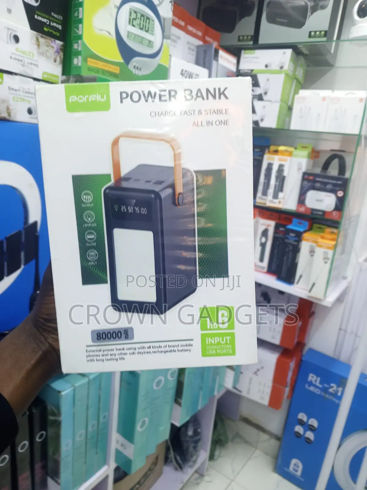 Porpiu 80000mah Power Bank With Led Flashlight and Display