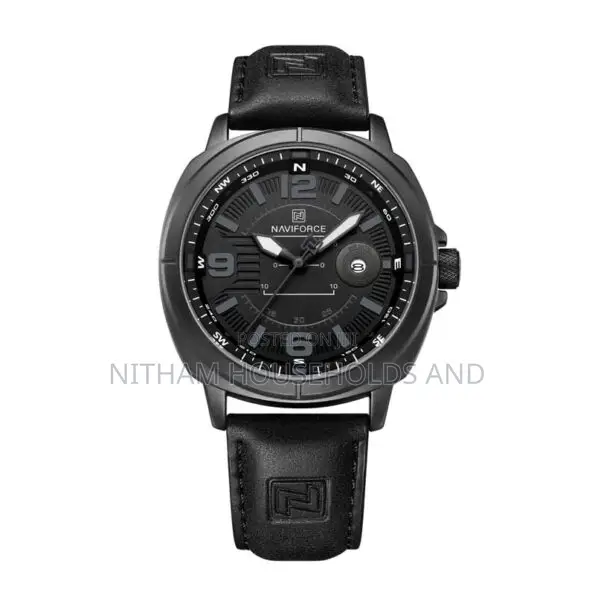 Naviforce Nf8078 Leather Watch Men Black Bezel