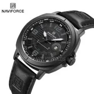 Naviforce Nf8078 Leather Watch Men Black Bezel