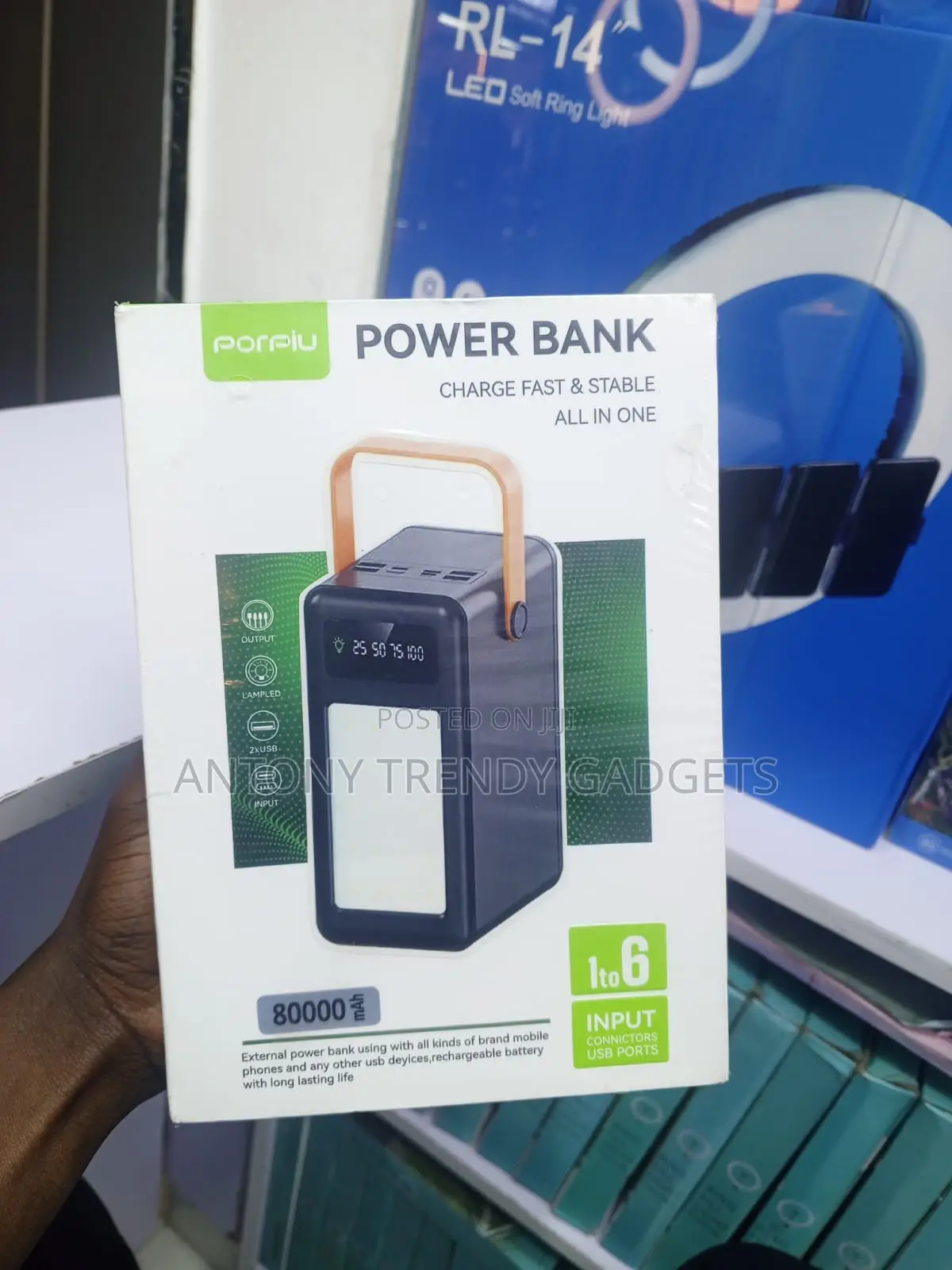 Porpiu 80000mah Fast Charging Power Bank With Led Torch