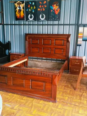 Modern 6×6 Wooden Mahogany Bed