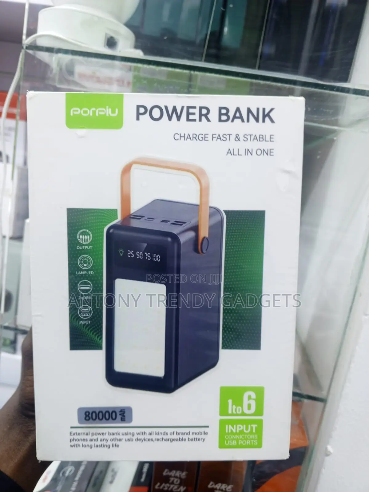Porpiu Portable 80000mah Power Bank Charge 6 Devices