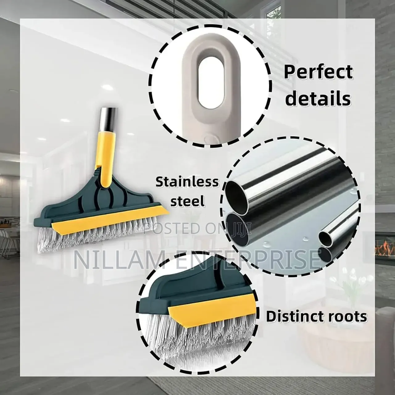 3-in-1 Floor Scrubbing v- Shaped Brush, Broom Squeegee*