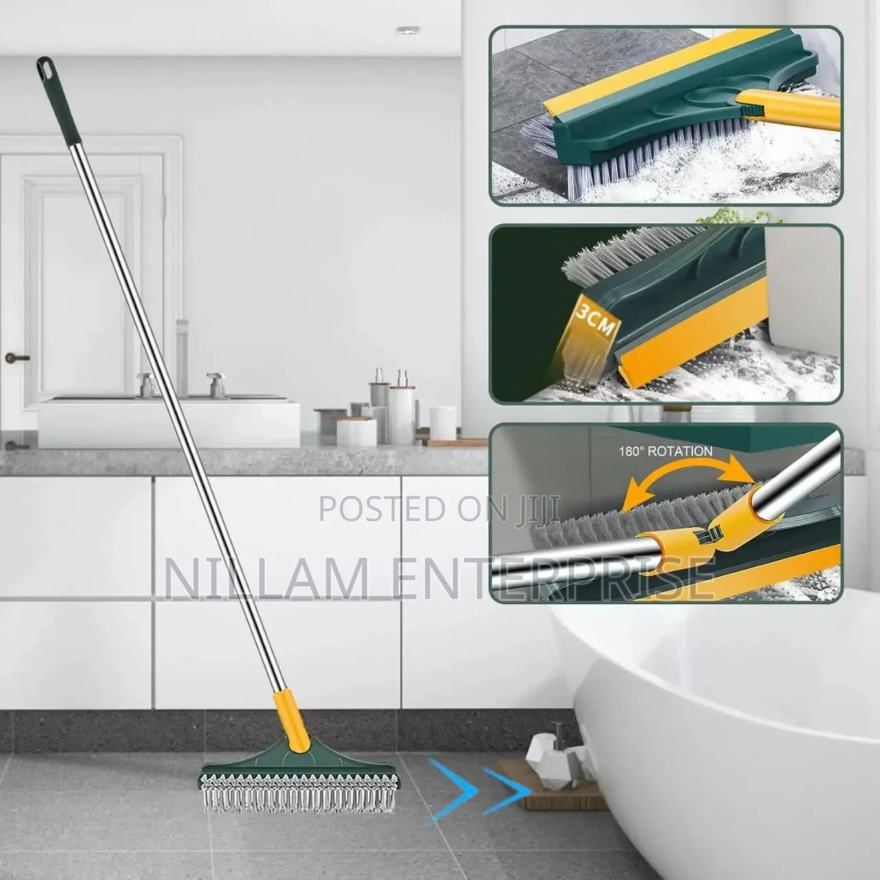 3-in-1 Floor Scrubbing v- Shaped Brush, Broom Squeegee*