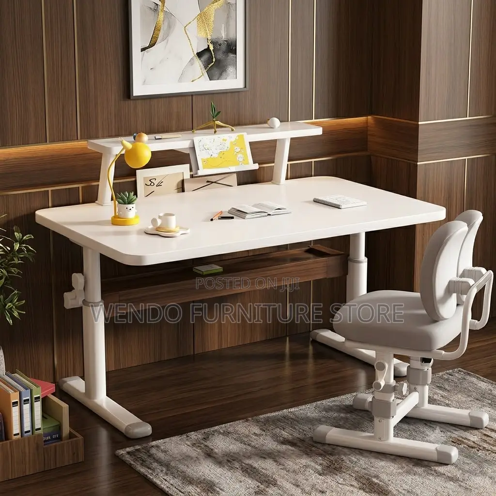 Office Table; Home Office White Manual Adjustable Desk