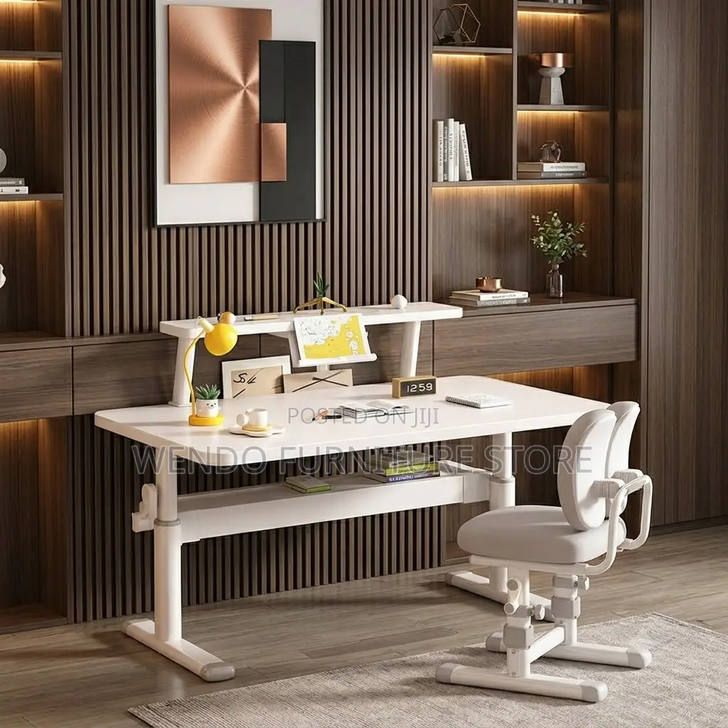 Office Table; Home Office White Manual Adjustable Desk