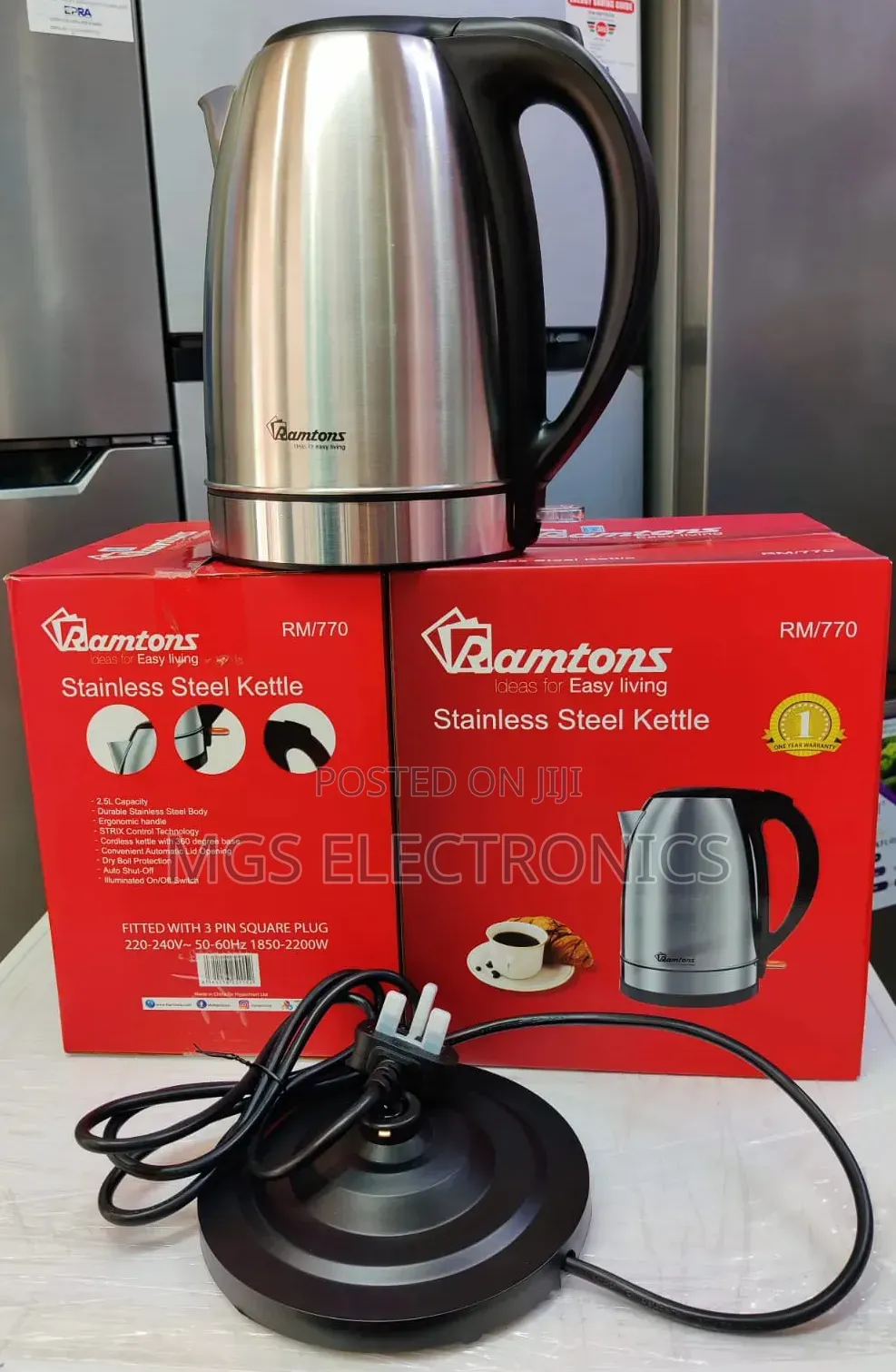 *Ramtons Kettle Stainless Steel 2.5l Rm770