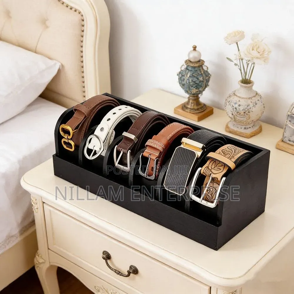 *6 Slot Premium Bamboo Belt Organizer*