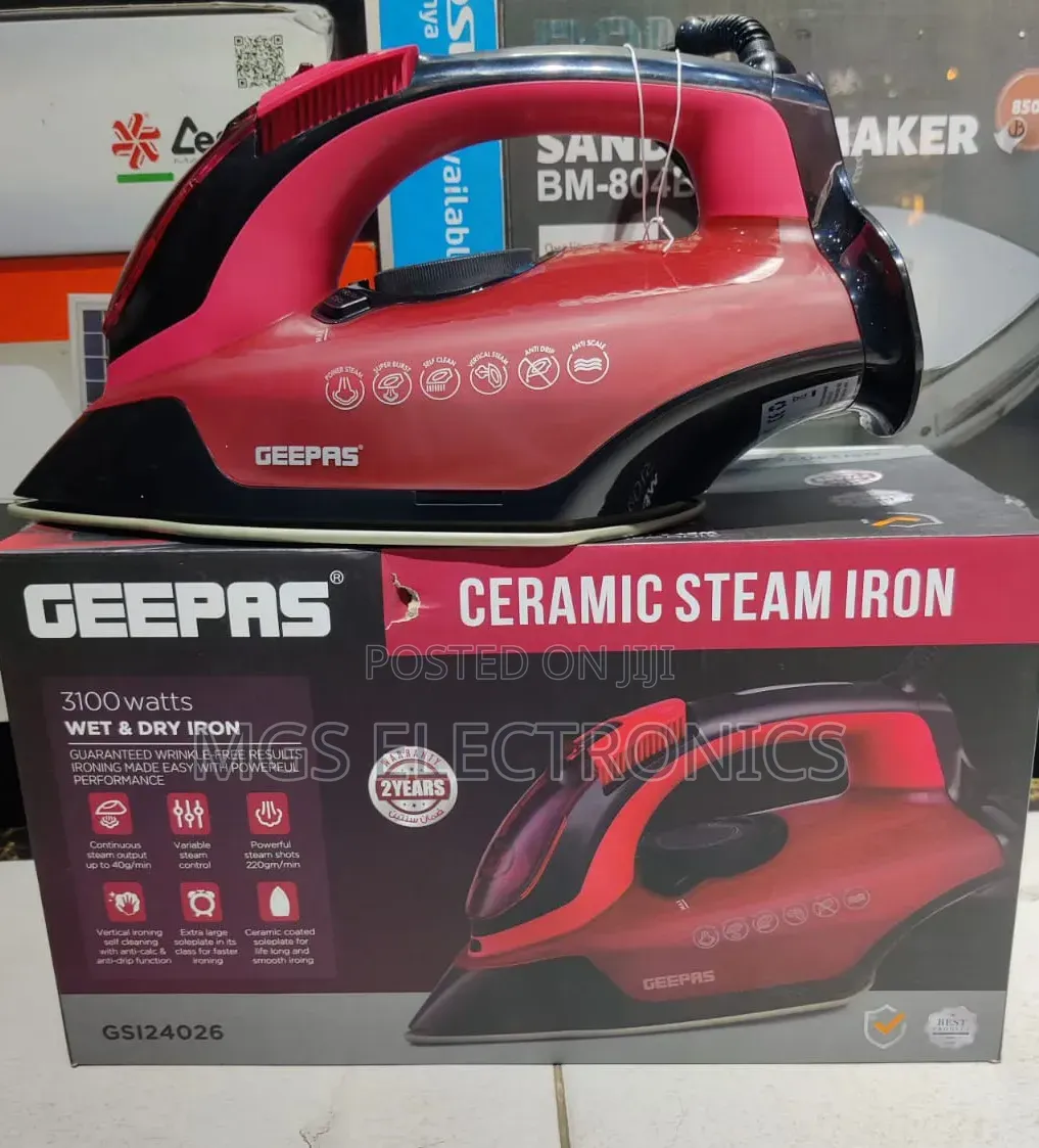 *Geepas Heavy Duty Ceramic Wet and Dry Steam Iron 3100w Gsi24026