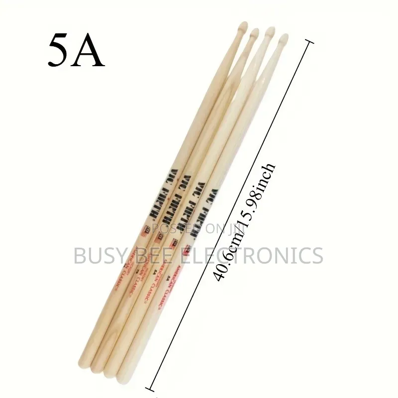 A Set of 2 5a Walnut Drumsticks, Perfect for Jazz Drummers.