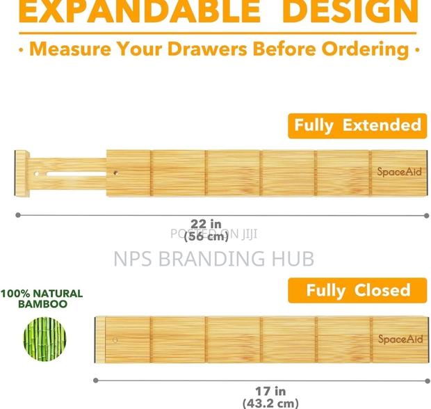 4pcs Set Bamboo Drawer Divider With Inserts(Gra.T - thumbnail 2