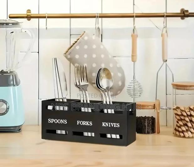 Wooden Partitioned Cutlery/Utensils Holder (Gra.T - thumbnail 4