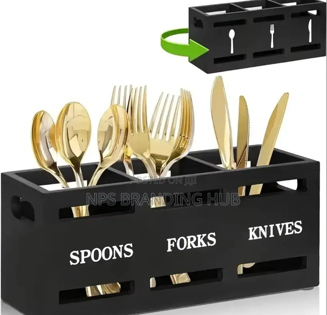 Wooden Partitioned Cutlery/Utensils Holder (Gra.T