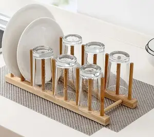 7 Slot Bamboo Plate/Pot Lid/Cutting Board Rack Holder (Gra.T