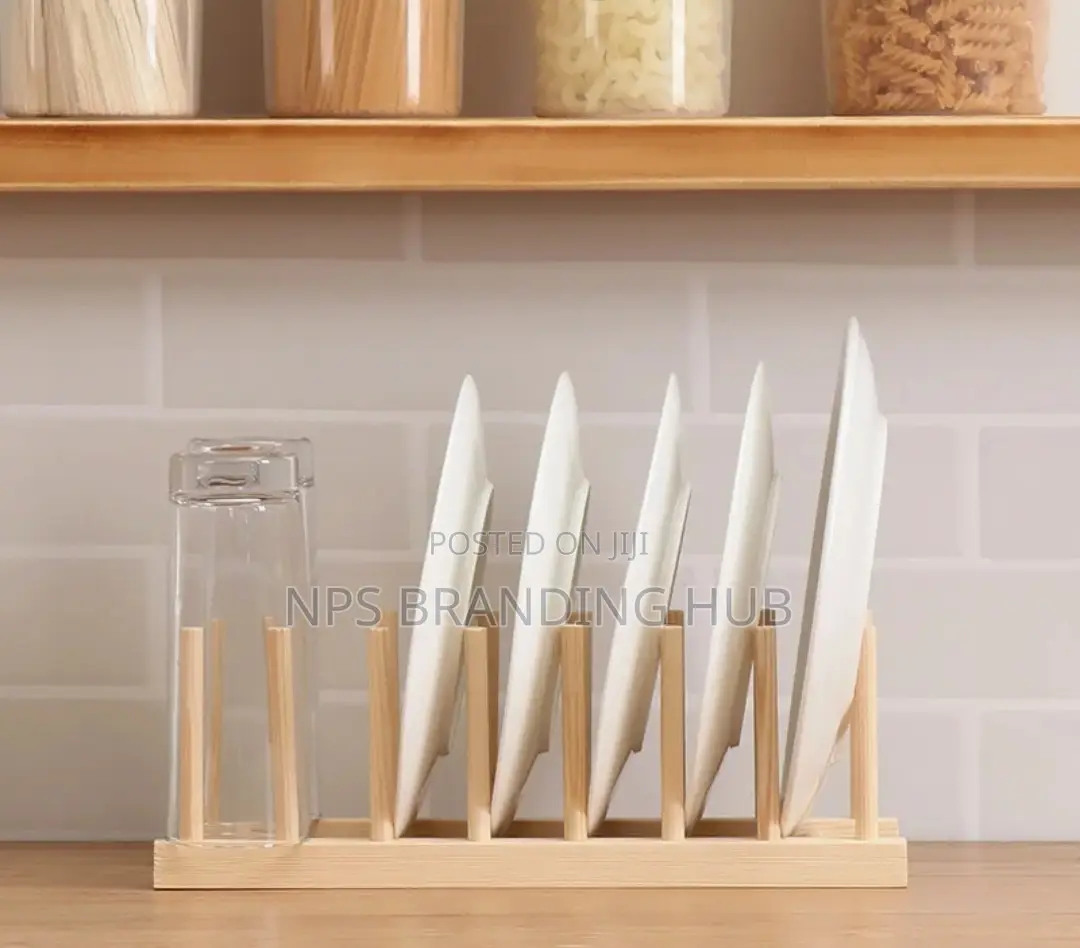 7 Slot Bamboo Plate/Pot Lid/Cutting Board Rack Holder (Gra.T