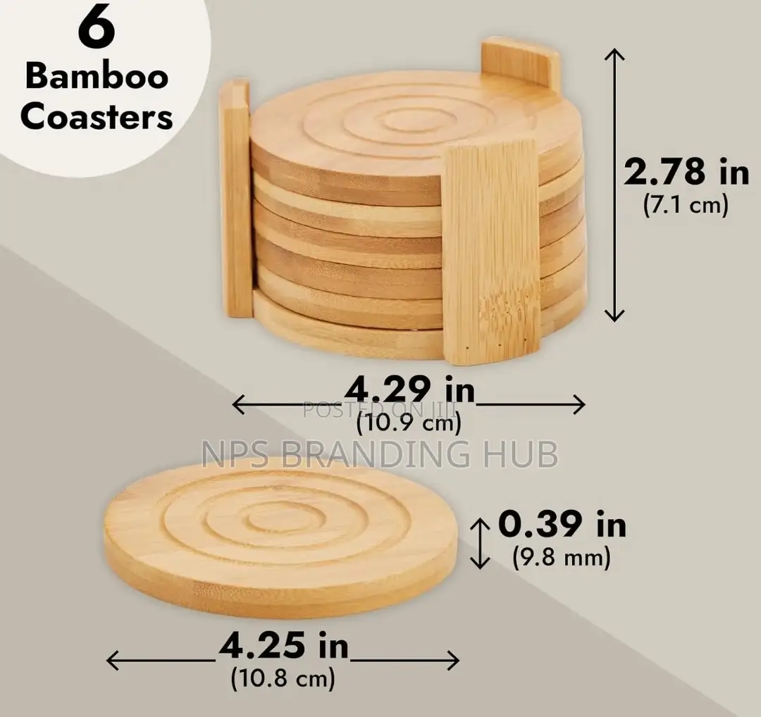 6pcs Bamboo Coasters And Stand (Gra.T