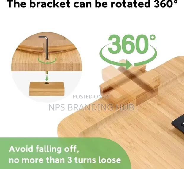 Foldable Bamboo Sofa Armrest Tray For Couch Convenience - thumbnail 6