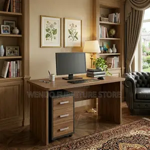 Office Desk; 1.4 Meters Clerical Table With Pedestal Cabinet
