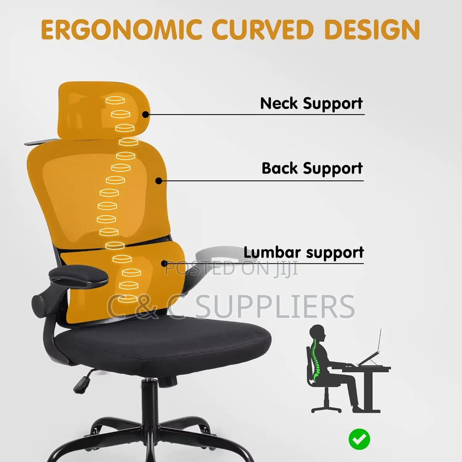 Office Ergonomic Chair With Flipping Arms