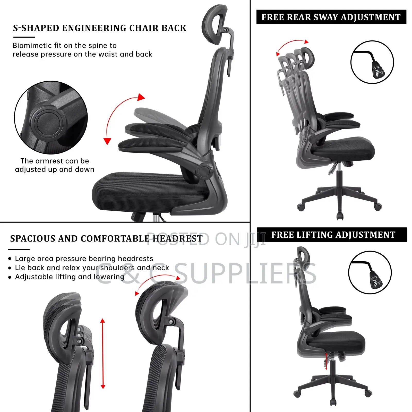 Office Ergonomic Chair With Flipping Arms