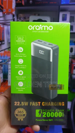 Oraimo Powernova Q21 22.5w Fast Charge 20000mah Power Bank.