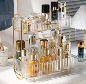 Acrylic Double Layer Cosmetic /Perfume Organizer Clear (Gra.T