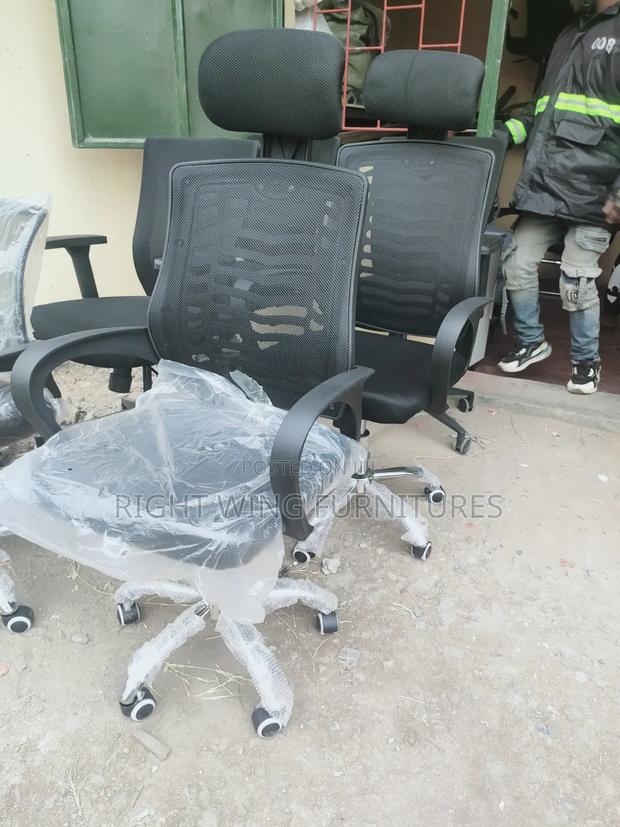 Office Black Headrest Chair - Mid Back