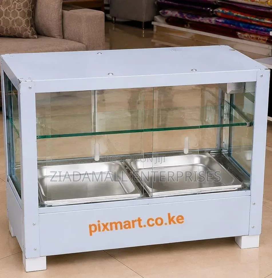 Electric Food Warmer Display Cabinet With 2 Stainless Steel Dishes