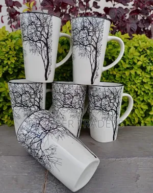 Set of 6 Black Tree Mugs