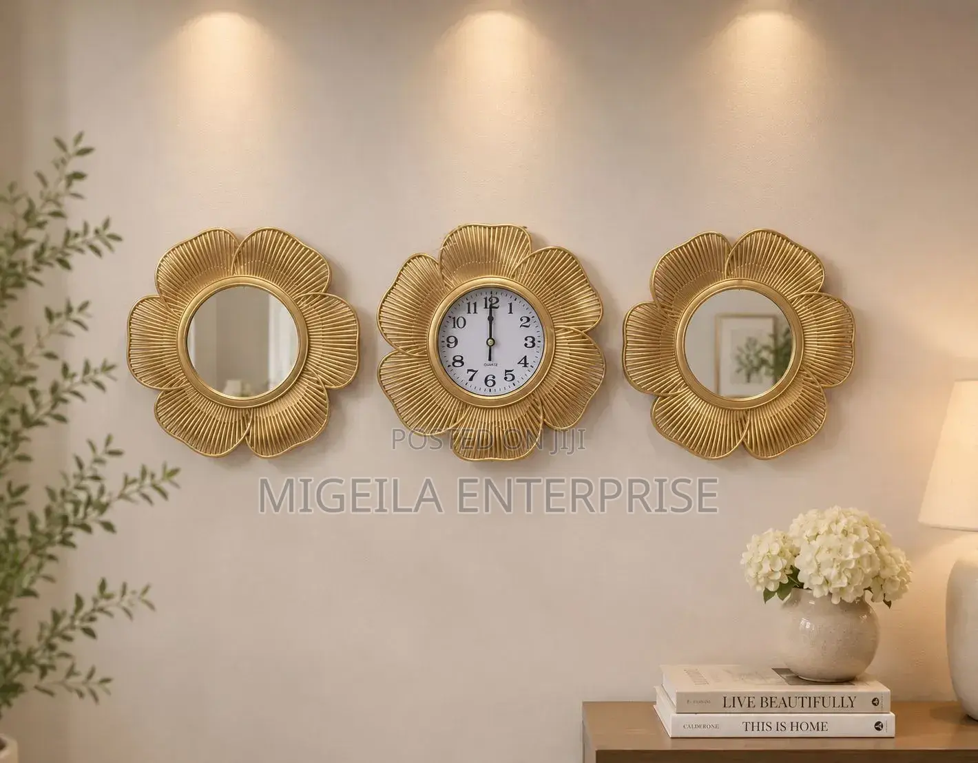 Wall Clock With Mirror Decor