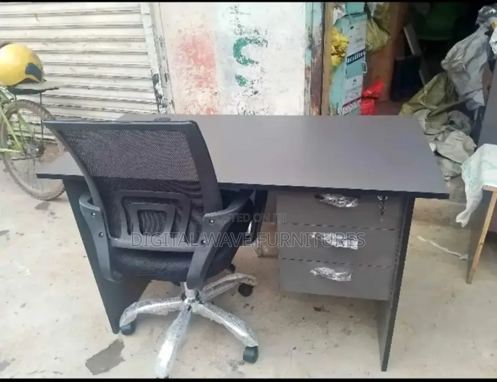 Grey Office Table With Chair