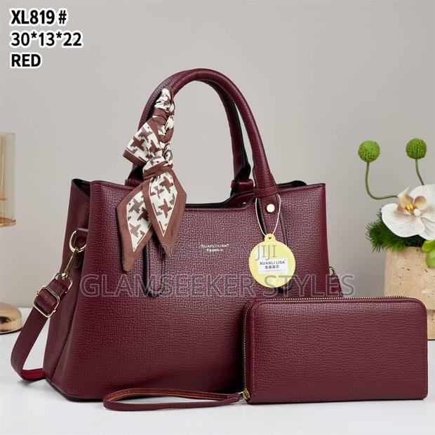 Elegant Ladies Handbag Set With Matching Pouch - Grey - thumbnail 3