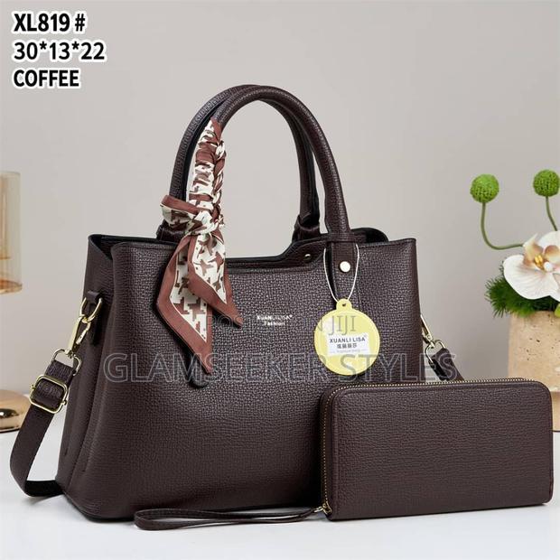 Elegant Ladies Handbag Set With Matching Pouch - Grey - thumbnail 4