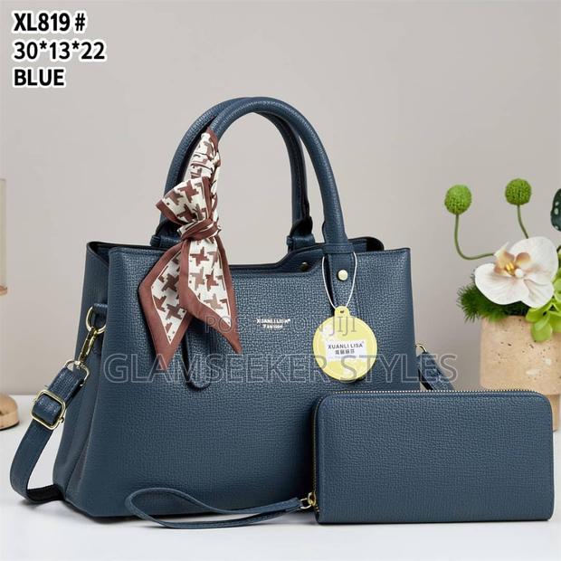Elegant Ladies Handbag Set With Matching Pouch - Grey - thumbnail 6