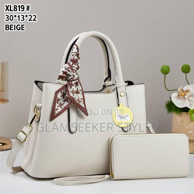 Elegant Ladies Handbag Set With Matching Pouch - Grey - thumbnail 7