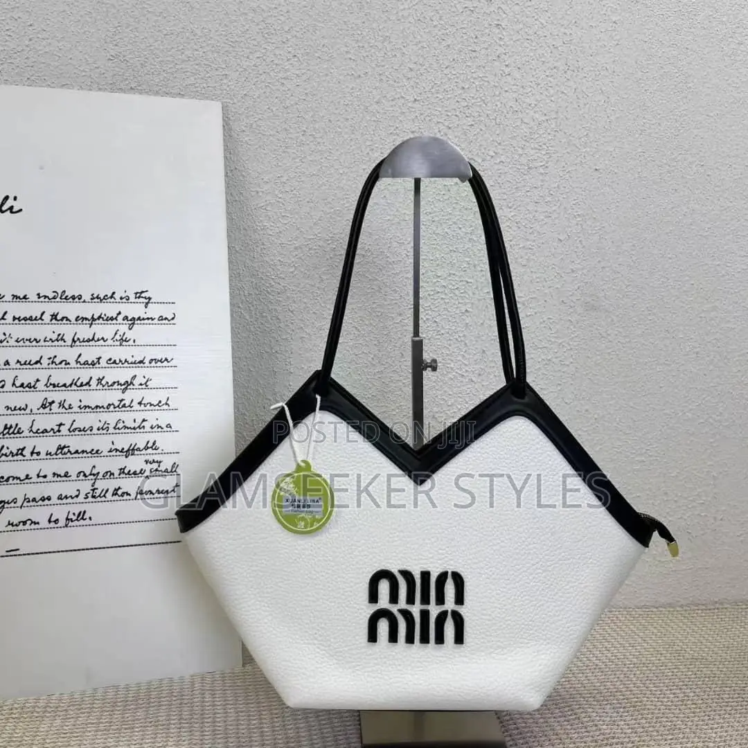 Elegant Brown White Mini Tote Handbag